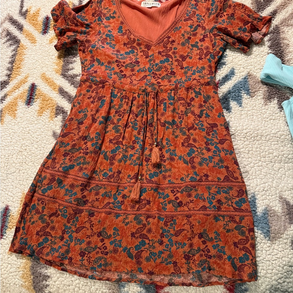 Idyllwind Orange Floral Midi Dress